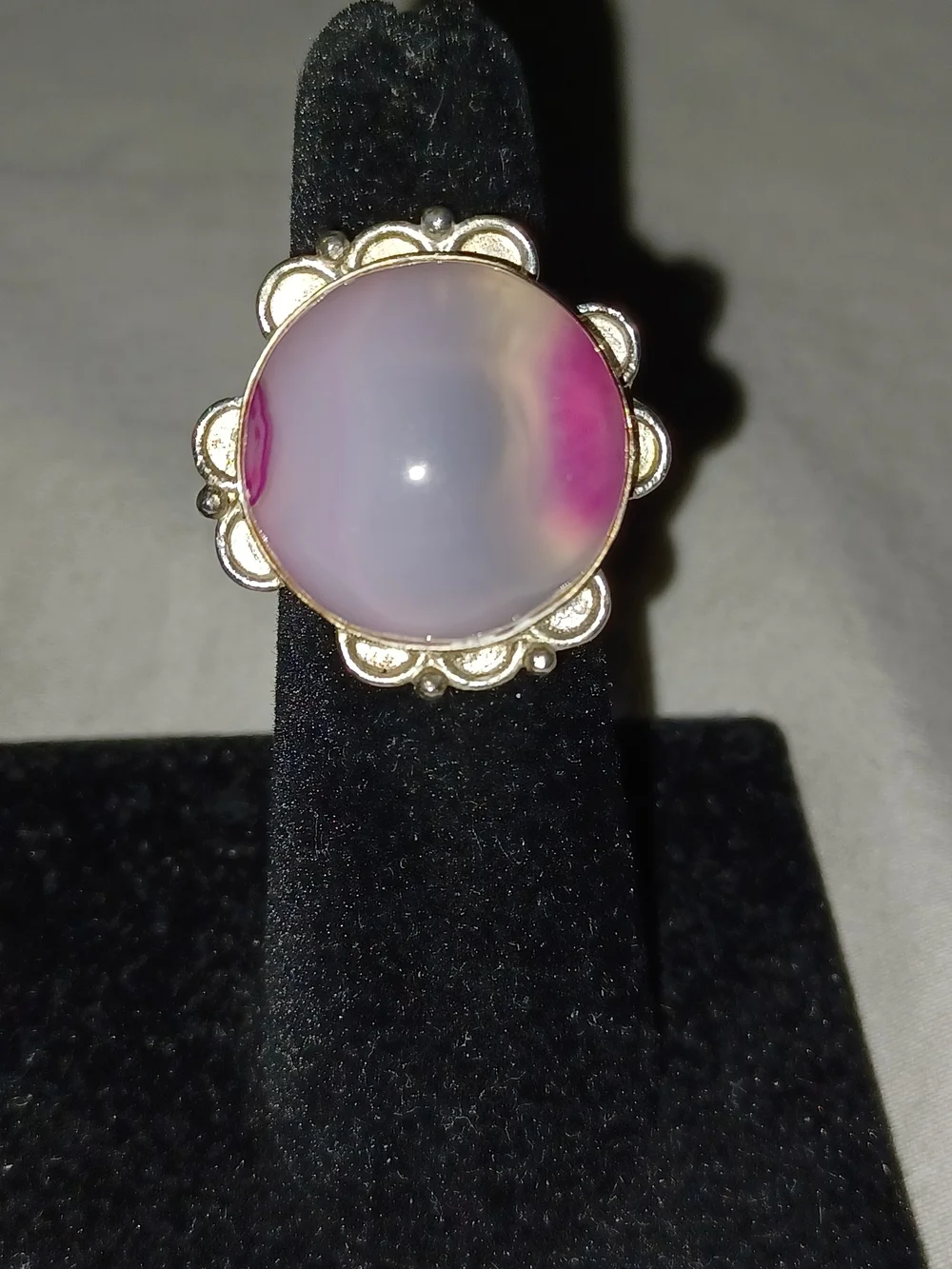 Pink Opalescent Cabochon Silver-Tone Ring 5 - Women's Jewelry